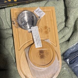 Bamboo Serving Tray with Skull Engraving - Natural Bamboo
